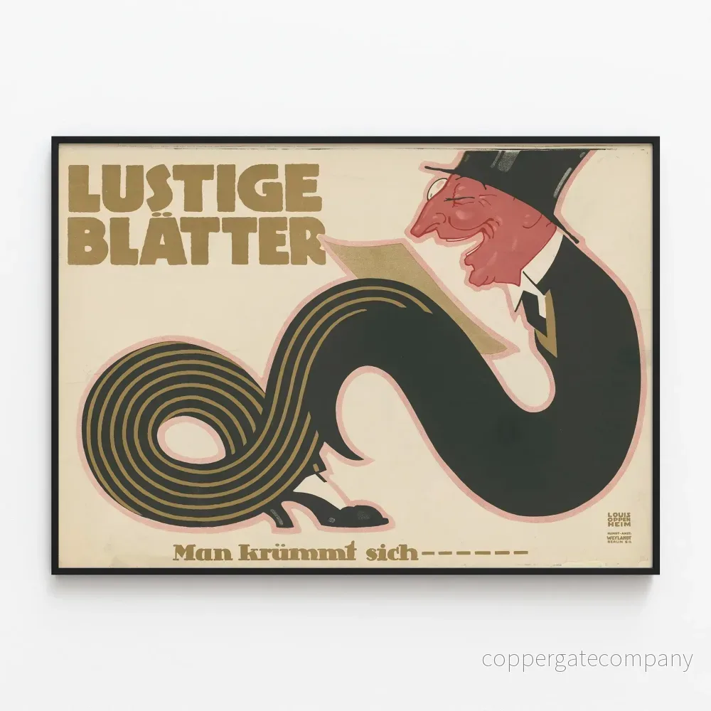 Vintageposter Lustige Blätter med man med böjt kropp Vintageposter Lustige Blätter med man med böjt kropp