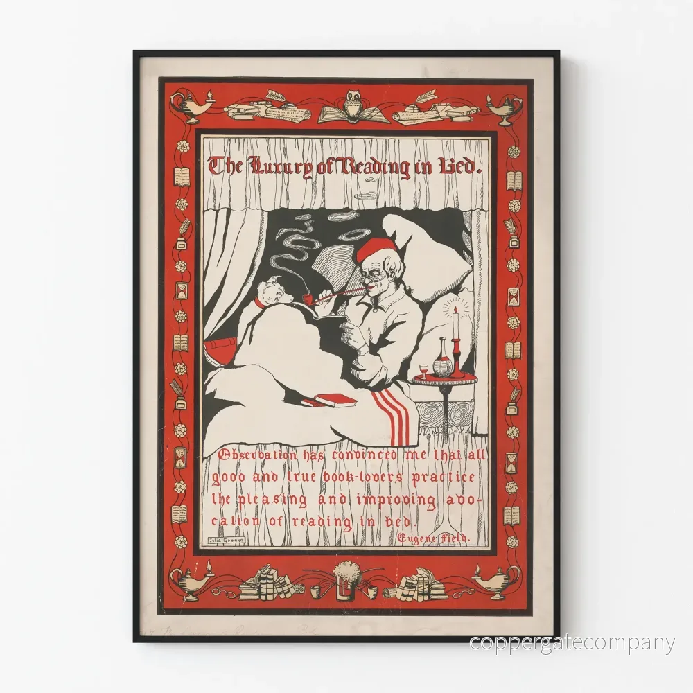 Vintageposter av Le Luxe de la Lecture au Lit Vintageposter av Le Luxe de la Lecture au Lit