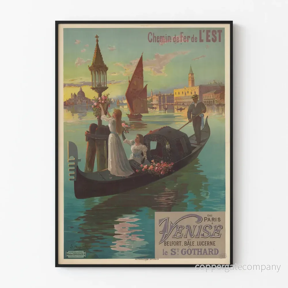 Vintageaffisch för Östbanan Paris-Venedig