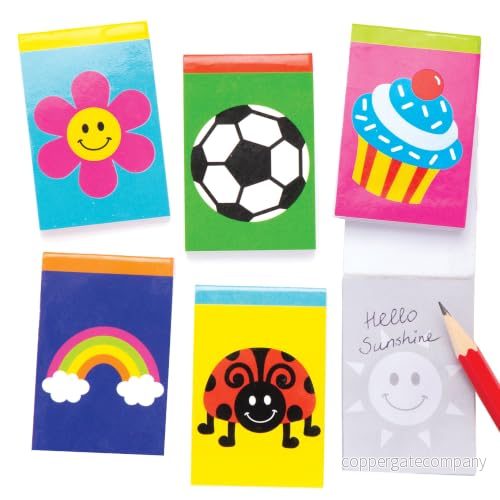 Baker Ross AW733 Backer färgglada anteckningsblock (12 stycken) perfekt för Goodie Bags, Halloween Party Favors, Pinata Filler eller födelsedagspresent, sorterad, 12 pack 5051174095953