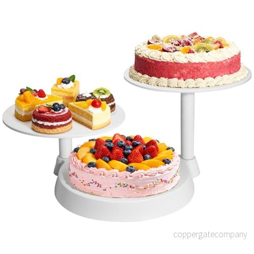 3 vånings tårtställ, Uten Cake Display Stand, dessert Cupcakes ställ och frukttallrik fest Serveringstallrik för födelsedagsfest (rund) 689749422207