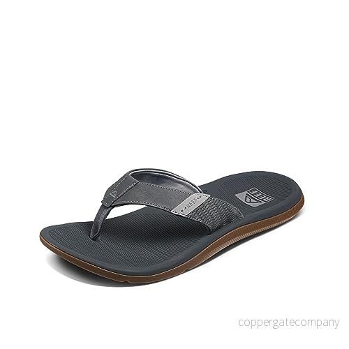 Reef Santa Ana Flip flops för män, fotvalvsstöd, vattenvänliga, icke märkande sula, Grå, 46 EU 194097968821