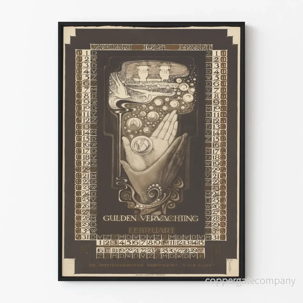 Kalenderposter 1924 - Januari till mars – Vintage väggdekoration