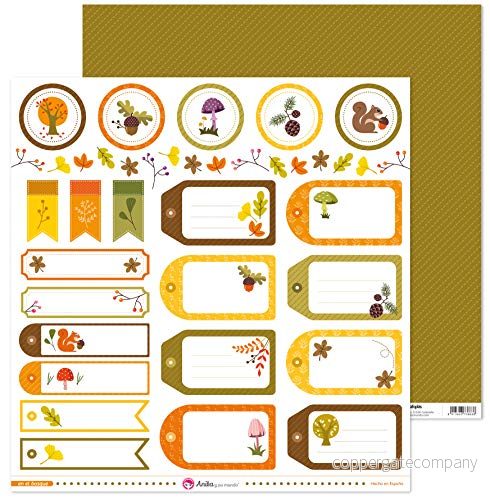 Anita y Su Mundo Samling I Skogen Scrapbooking Paper, Etiketter, 30.5 x cm 8413623738151