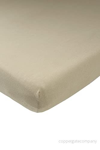 Meyco Baby Uni underlakan för samsovaren (underlakan med mjuk jerseykvalitet, tillverkad av 100% bomull, perfekt passform tack vare elastiskt band runt om, andas, mått: 50 x 90 cm), taupe 4054703633177