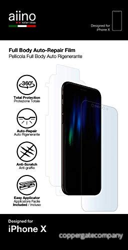 aiino Full Body självhäftande displayskyddsfolie för iPhone X, skydd mot fall och repor, transparent 8054619883914