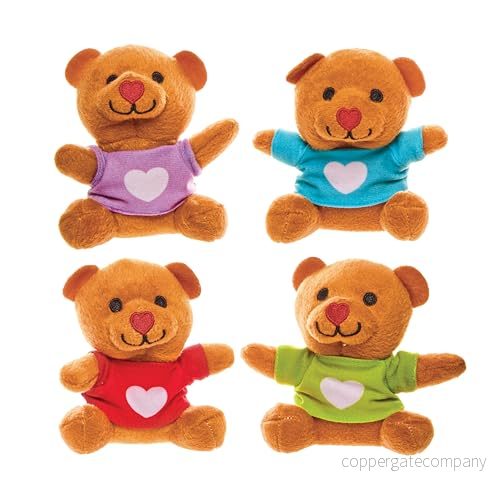 Baker Ross FX957 Nallebjörnar med kärlekshjärta 4 pack, fyll i väskan till alla hjärtans dag festen för barn 5063067009169