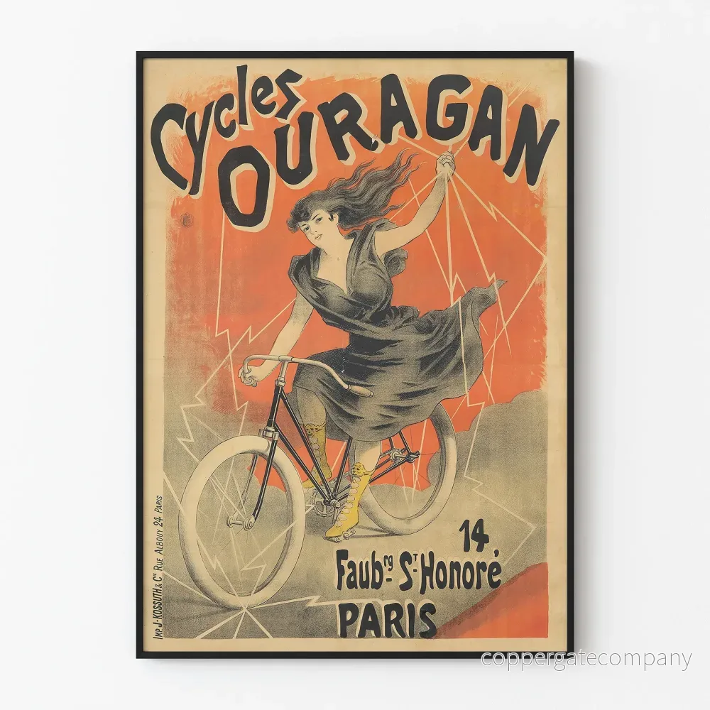 Vintageposter Cycles Ouragan retro väggdekoration