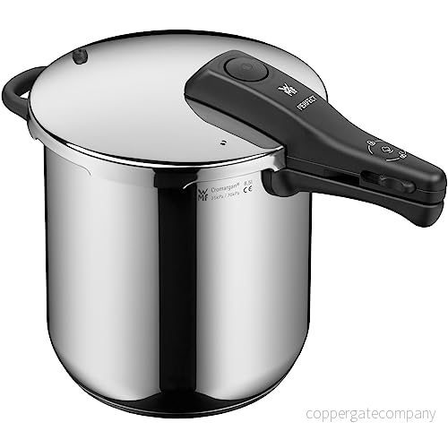 WMF Perfect Snabbkokare Ø 22 cm diameter på 8 liter och medium, med flamskydd, rostfritt stål Cromargan lämpligt för induktion 4000530725042