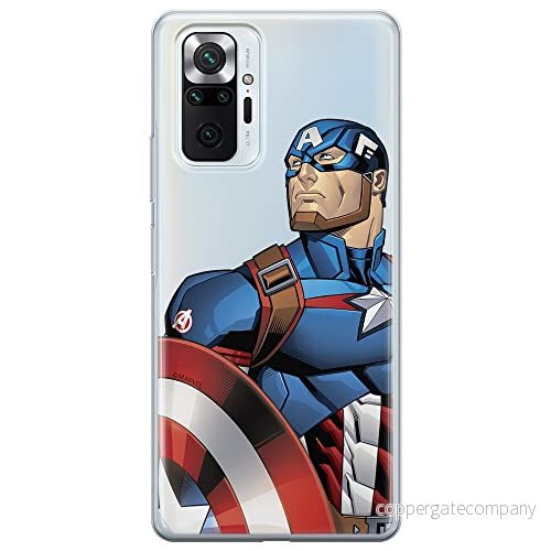 ERT GROUP mobiltelefonfodral för Xiaomi REDMI NOTE 10 PRO originalt och officiellt licensierat Marvel mönster Captain America 011 anpassad till formen på mobiltelefonen, gedeeltelijk transparant 5903932822441
