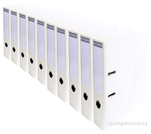 Exacompta 53748E förpackning med 10 premium plastmappar (PVC, 2 ringar, rygg 70 mm, DIN A4) stycken vita 3130631537488