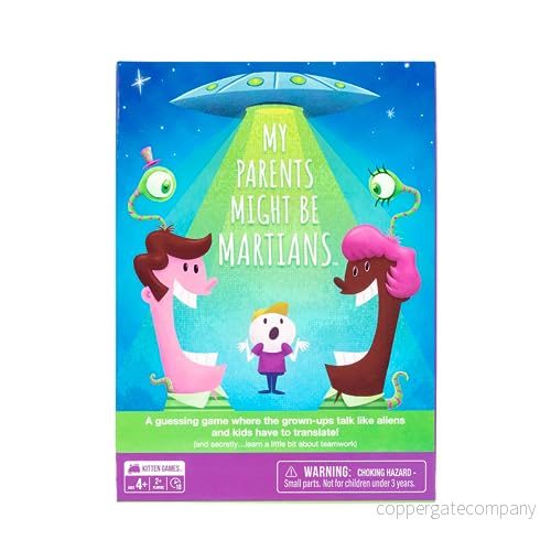 My Parents Might be Martians av Exploding Kittens Strategiskt kortspel med timer och megafon inkluderat Illustrerat brädspel för barn Designat familj i åtanke 810083044323