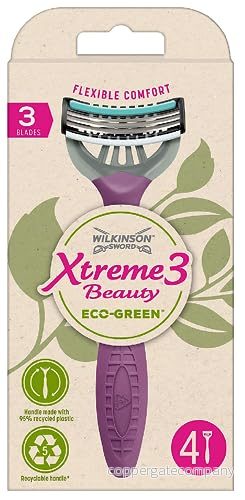 Wilkinson Sword Xtreme 3 Beauty Eco Green X 4 Engångsrakhyvel för kvinnor ekosustainable och återvinningsbar 70 g 4027800173006 Wilkinson Sword Xtreme 3 Beauty Eco Green X 4 Engångsrakhyvel för kvinnor ekosustainable och återvinningsbar 70 g 4027800173006