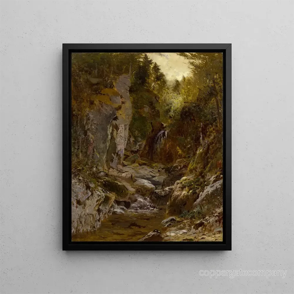 Målning La rivière Opalescente Flume Adirondacks - Alexander Helwig Wyant