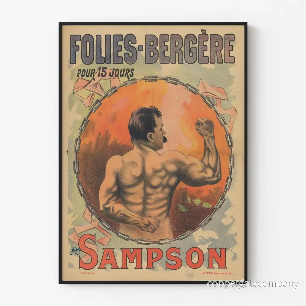 Vintageposter Folies Bergère Sampson Väggdekoration