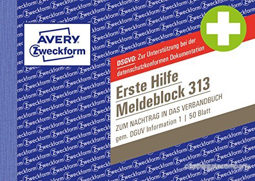 AVERY Specialform första hjälpen rapporterblock (50 original) 50 blad, vit A6 blå 4004182003138