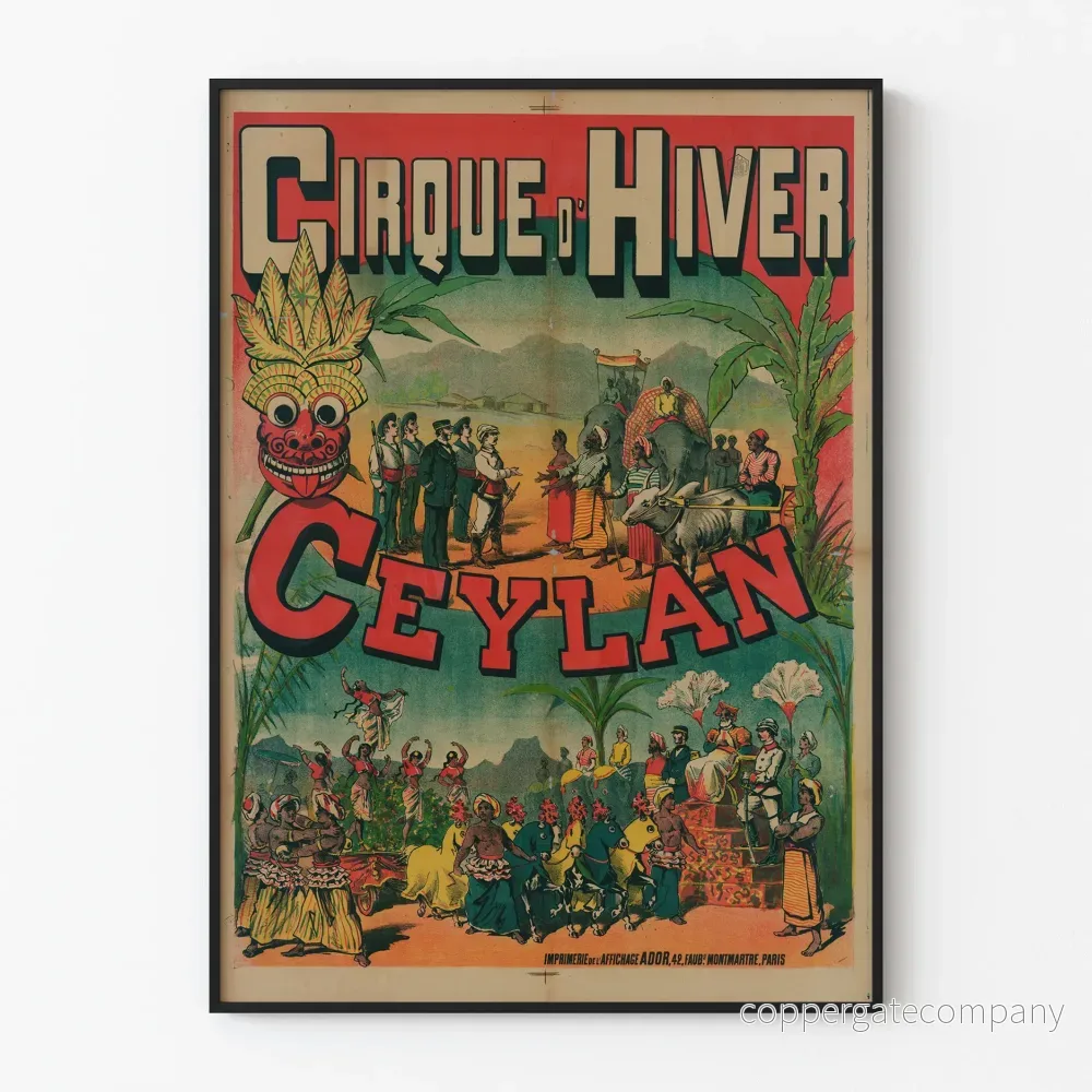Vintage väggdekorationsposter för Cirque d'Hiver Ceylan