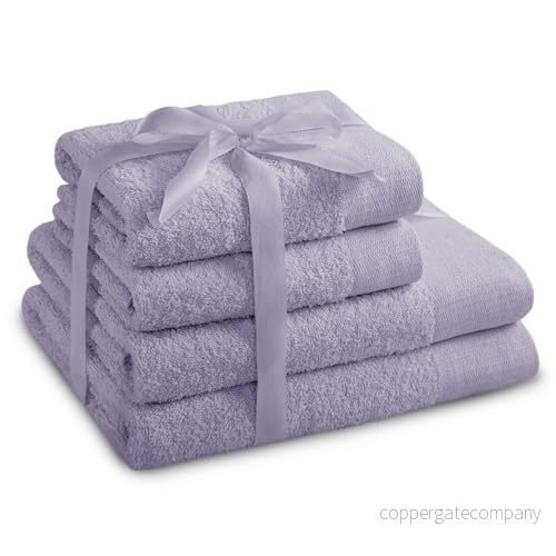 AmeliaHome Handduksset lila 2 handdukar 50 x 100 cm och duschhanddukar 70 140 % bomull kvalitet absorberande Amari 4251525428916