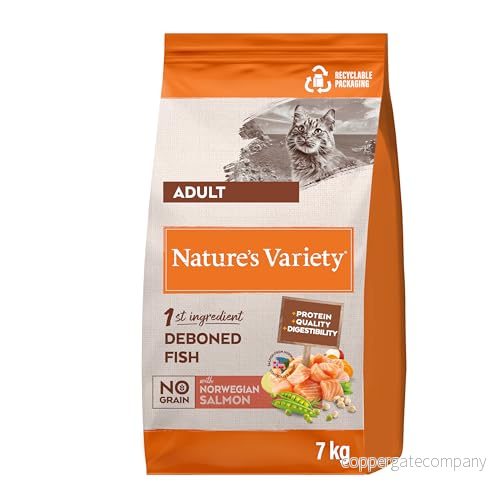 Nature's Variety Selected kornfri kibble för vuxna katter med norsk lax utan kanter 7 kg 8410650271545