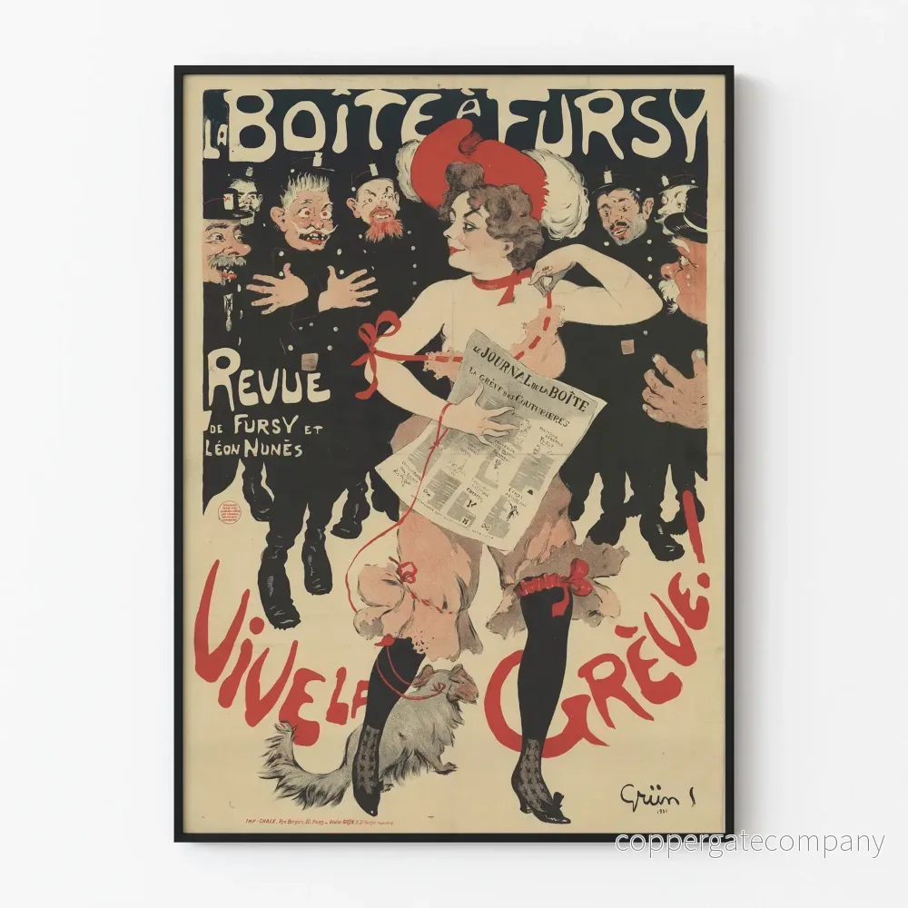 Vintageposter La Boîte à Fursy Revue Vive la Grève