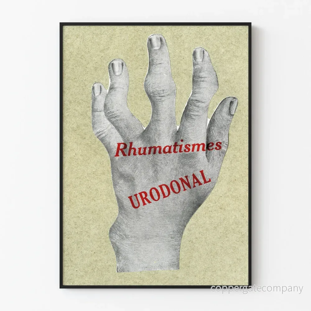Vintage affisch med förvriden hand för reumatism - Urodonal