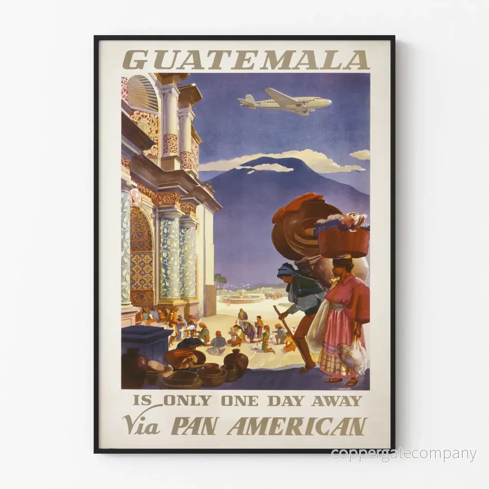 Retroaffisch Guatemala flygresa Pan American