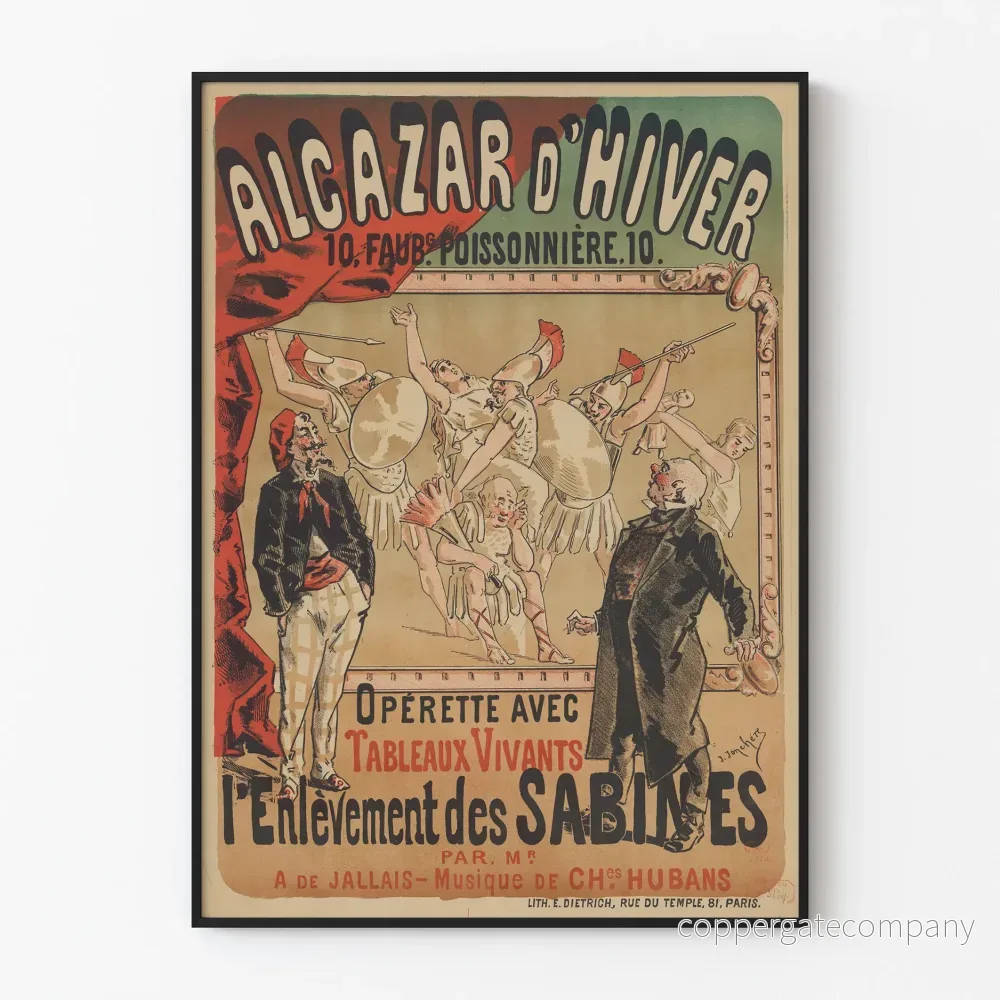 Vintageaffisch för Alcazar d'Hiver-operetten L'Enlèvement des Sabines