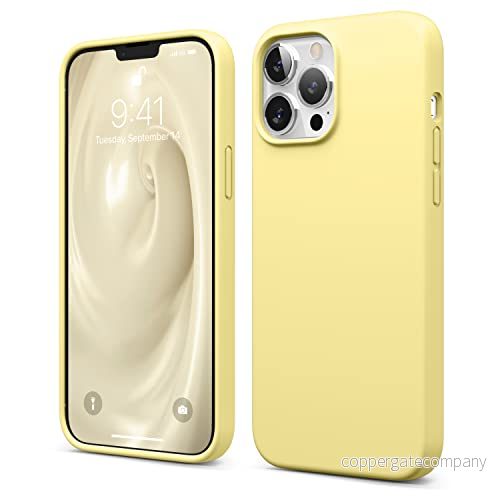 elago Flytande silikonfodral kompatibelt med iPhone 13 Pro Max fodral (6,7 tum), silikon, allroundskydd mobiltelefonfodral: 3 lagers skyddsfodral, repbeständigt, gul 8809788482235