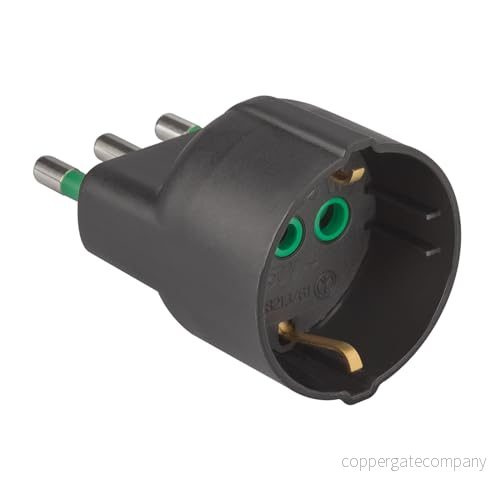 Ekon adapter för italiensk tysk kontakt, 16A 16A, tillverkad i Italien, svart 8018417435737