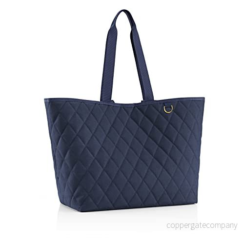 Klassisk shoppingväska XL rymlig och ädel handväska i ett tillverkad av vattenavvisande material, Rombus midnattsguld, Medium, Modern 4012013733154