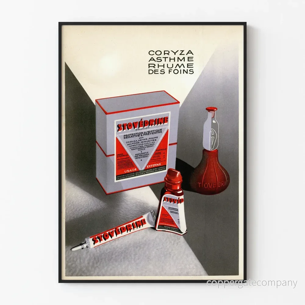 Vintage affisch Stovédine gammal medicinsk reklamposter för väggdekoration