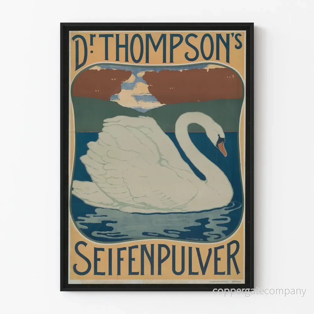 Vintageposter Dr Thompson's Seifenpulver med Svan