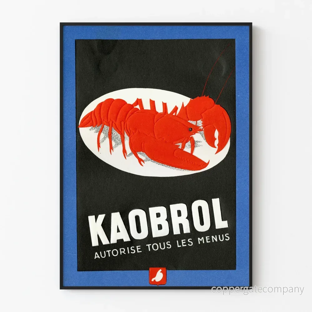 Vintageposter Kaobrol - Väggdekoration med röd hummer