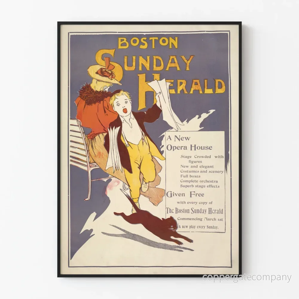 Vintageposter Boston Sunday Herald En ny operahus