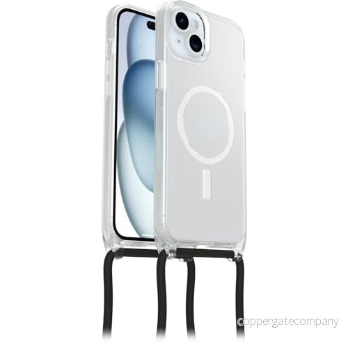 Otterbox React Necklace Case med MagSafe för iPhone 15 Plus/iPhone 14 Plus, ultratunnt, skyddande skal justerbart och avtagtart halsband, testad till militärstandard, Klar 840304739387