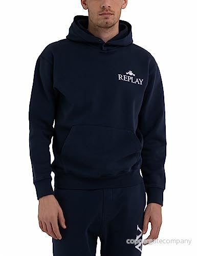 replay herr hoodie, Blå 085, XL 8059799033166