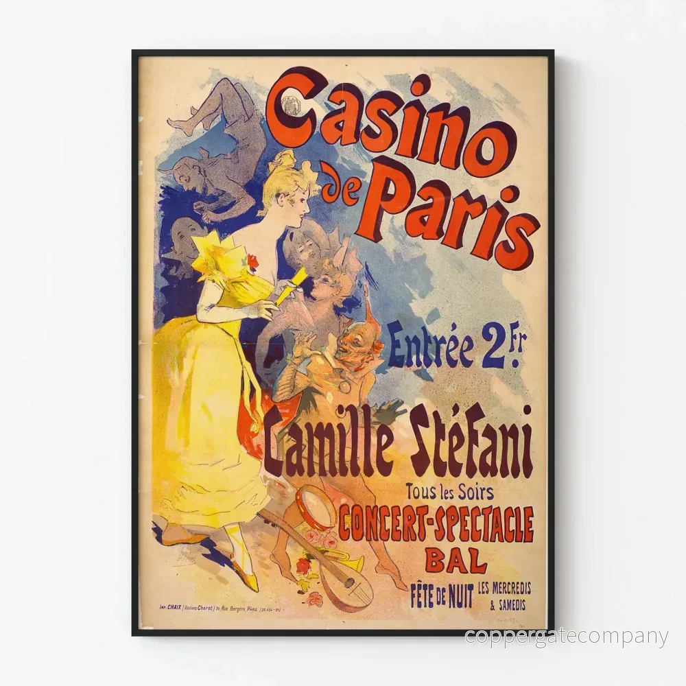Vintageposter för Casino de Paris konsert, show, bal, Camille Stéfani