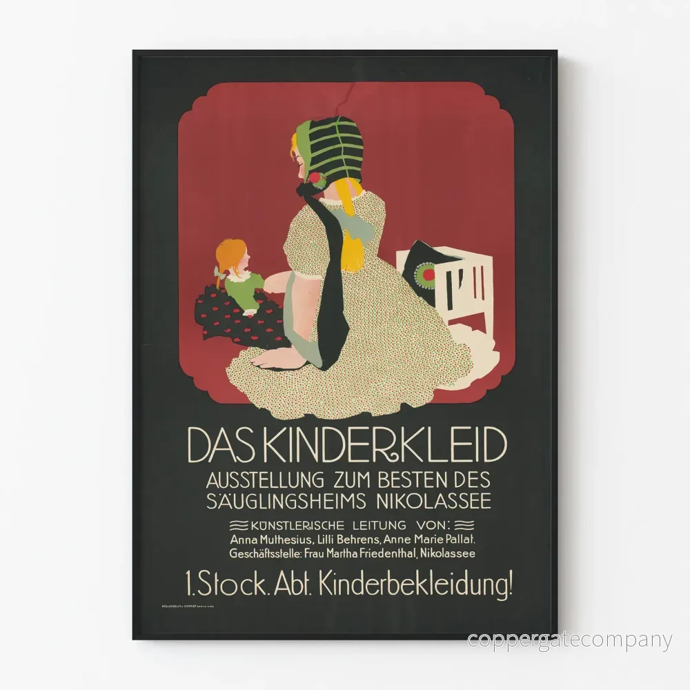 Vintageposter Das Kinderkleid – Barnrumsmöbel och väggdekoration