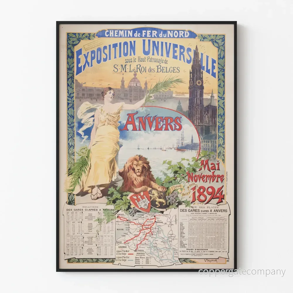 Vintageposter från Världsutställningen i Antwerpen 1894