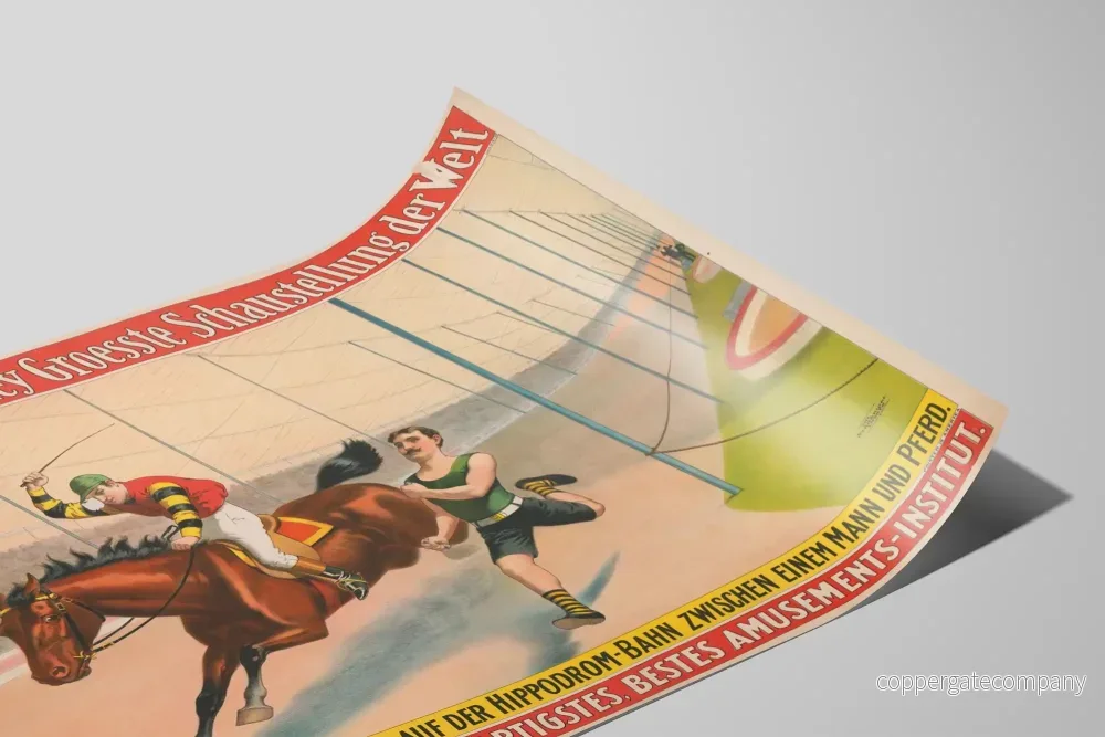 Vintageaffisch för kontroversiell löpartavla Man vs Häst Barnum & Bailey - Bild 2
