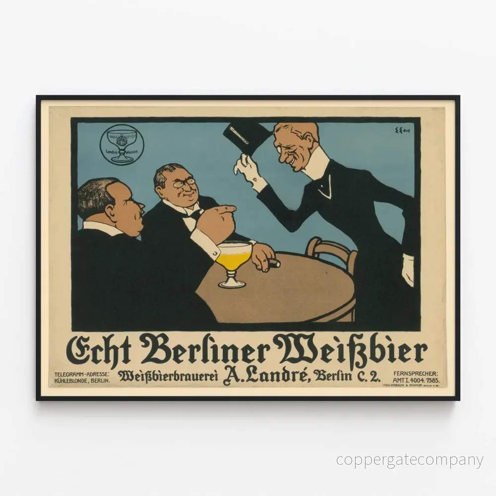 Vintage reklamposter för äkta Berliner Weißbier