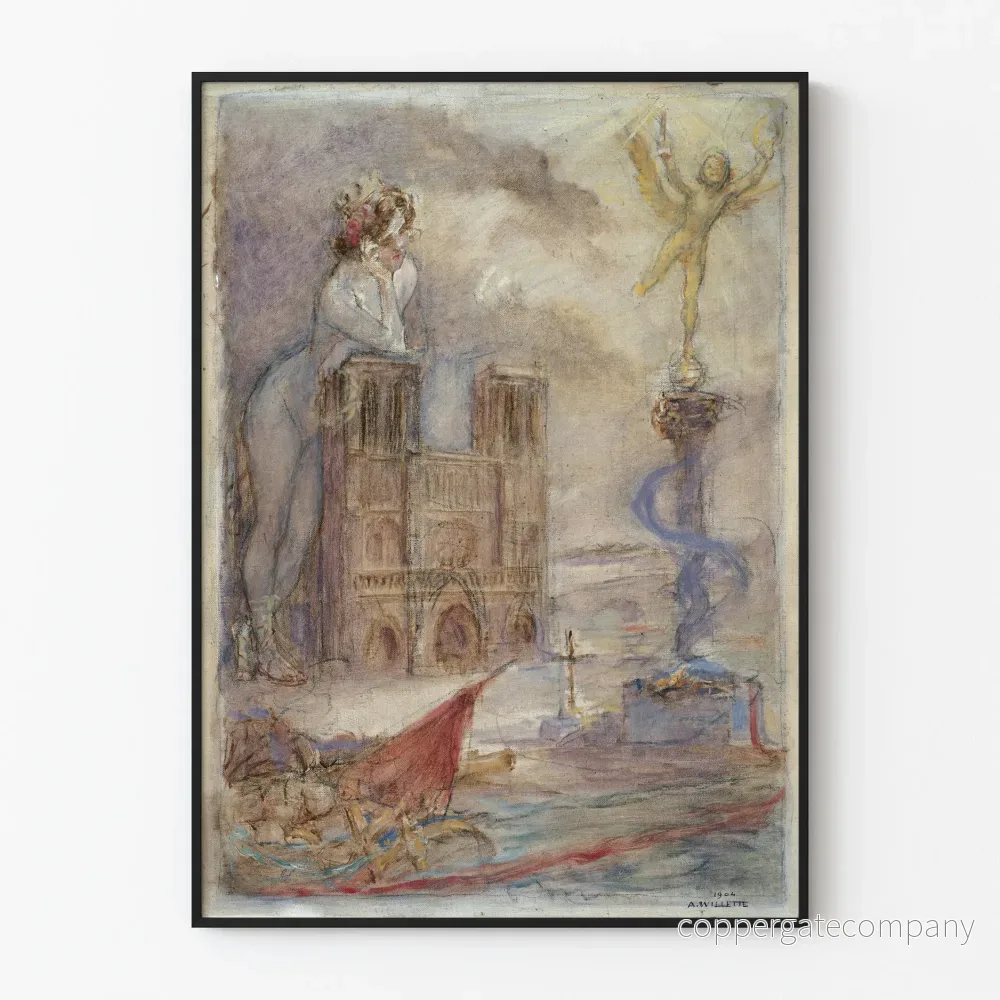Dekorativ poster Notre-Dame de Paris 1904 av A. Willette