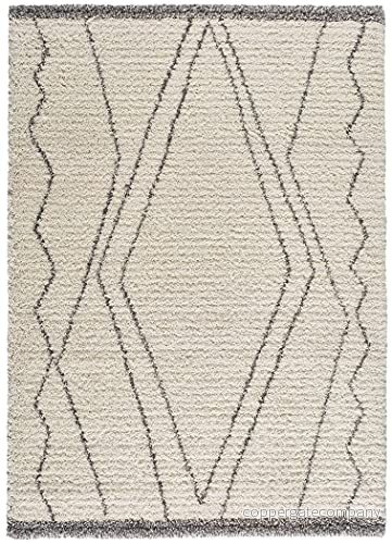 ECCOX Polypropylen Gobi Långhår matta med Jute Base Mjuk och höghållfast Entrématta, Vardagsrum, Matsal, Sovrum, Omklädningsrum Vit (135x190cm) 8434196068599