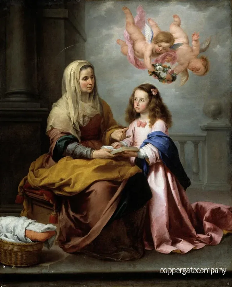 Lärdom av jungfru Marias utbildning - Bartolomé Esteban Murillo | Konsttryck - Bild 2
