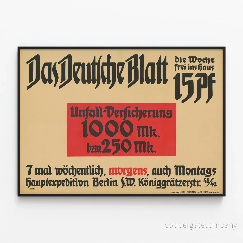 Vintageposter Das Deutsche Blatt - Tysk reklam i svart och rött