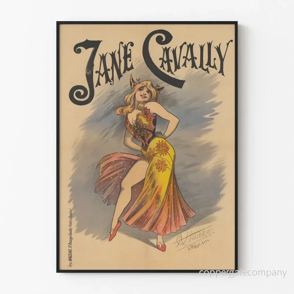 Vintage konstnärsposter Jane Cavally - Retro väggdekoration