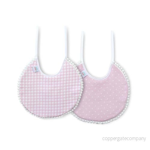 2 pack runda haklappar, gingham och rosa topitos 8435690603606