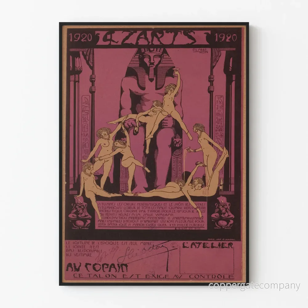 Vintageposter Quatz'arts 1920 med tema forntida Egypten