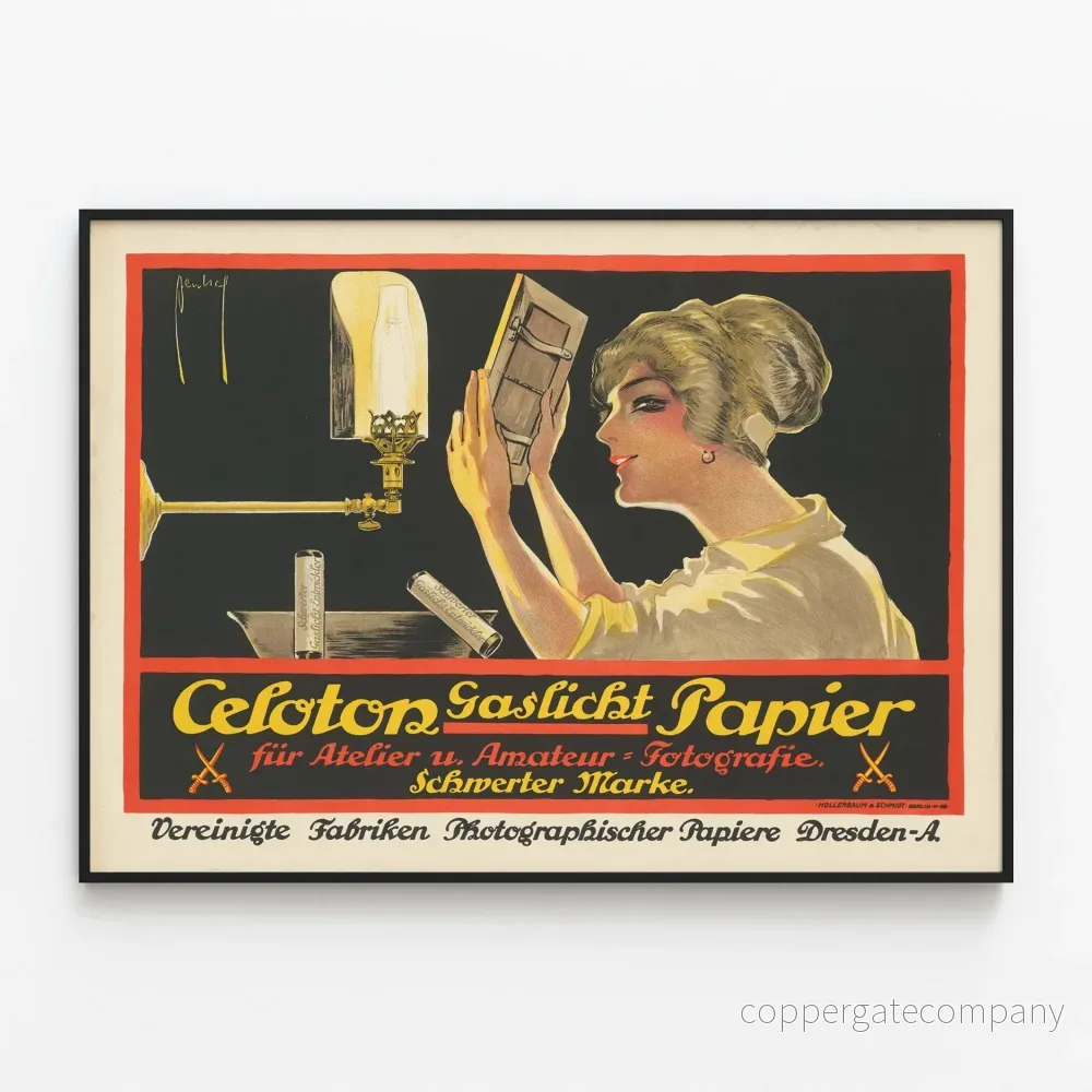 Vintageaffisch Celoton Gaslicht Papier för Fotografi