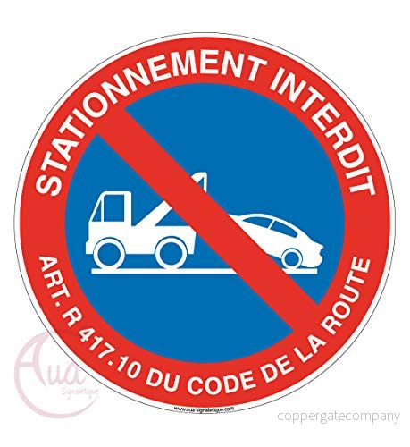 AUA SIGNALETIQUE Förbjuden parkeringspanel med artikel för gaffel Ø 200 mm, vinyl självhäftande 3666180031554